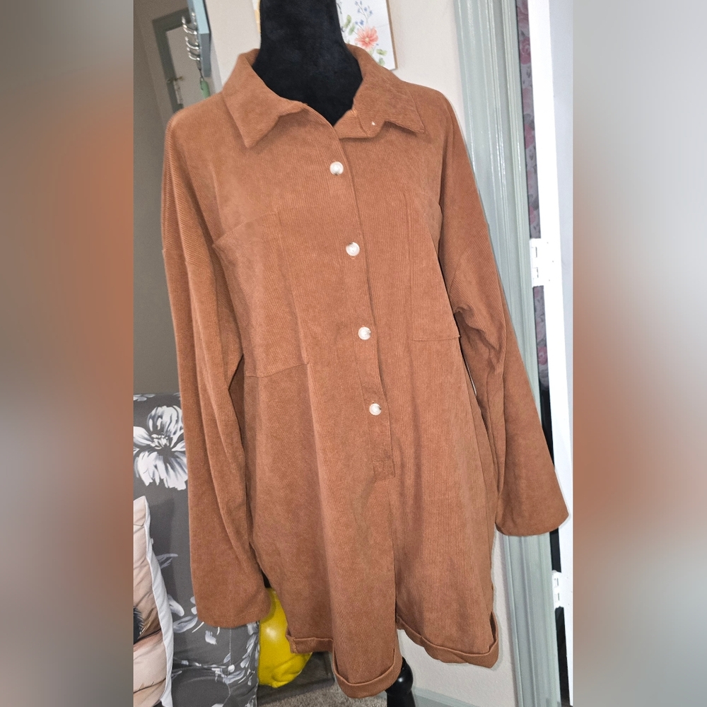 232 BUCKET LIST Brown Corderoy Romper Shorts (J)